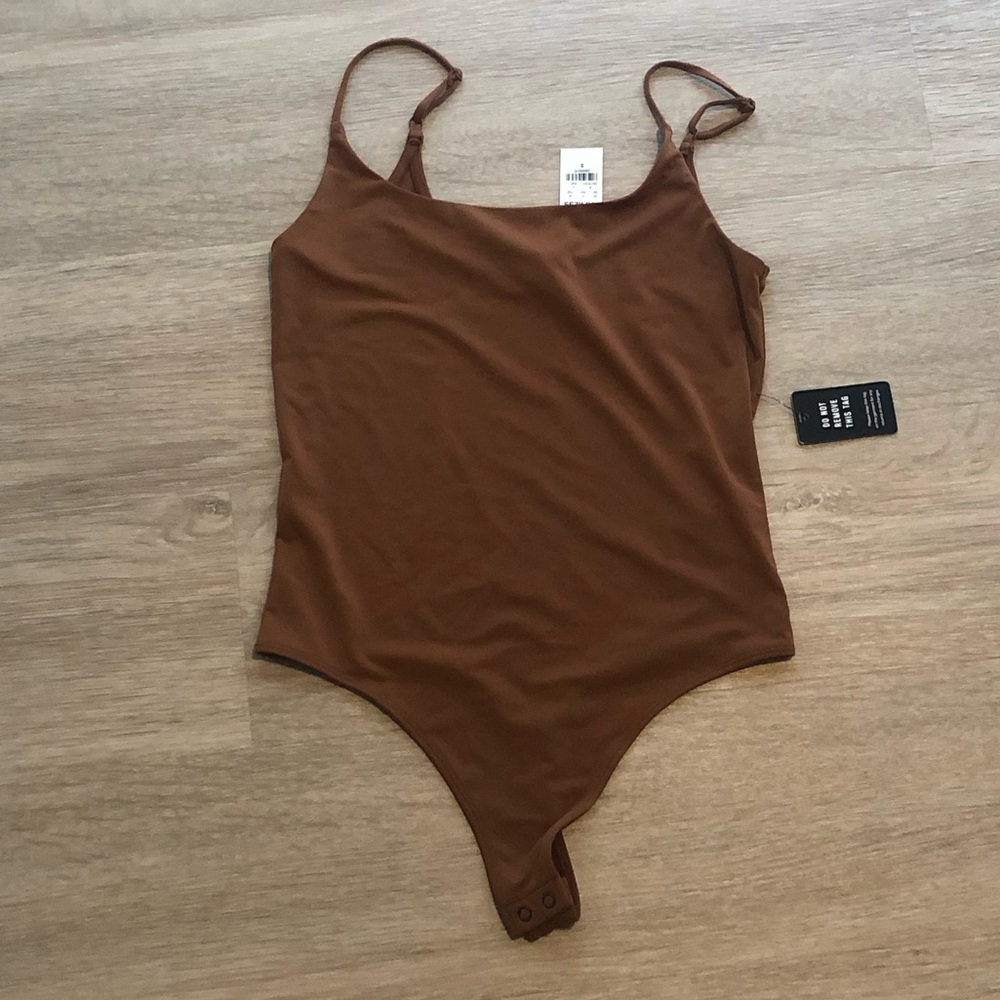 NWT, Express, Size Small, Brown, Thong bodysuit, Adjustable Straps.